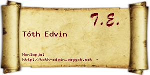 Tóth Edvin névjegykártya