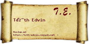 Tóth Edvin névjegykártya